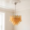 Handblown Amber Murano Petal Chandelier – 53 Glass Petals