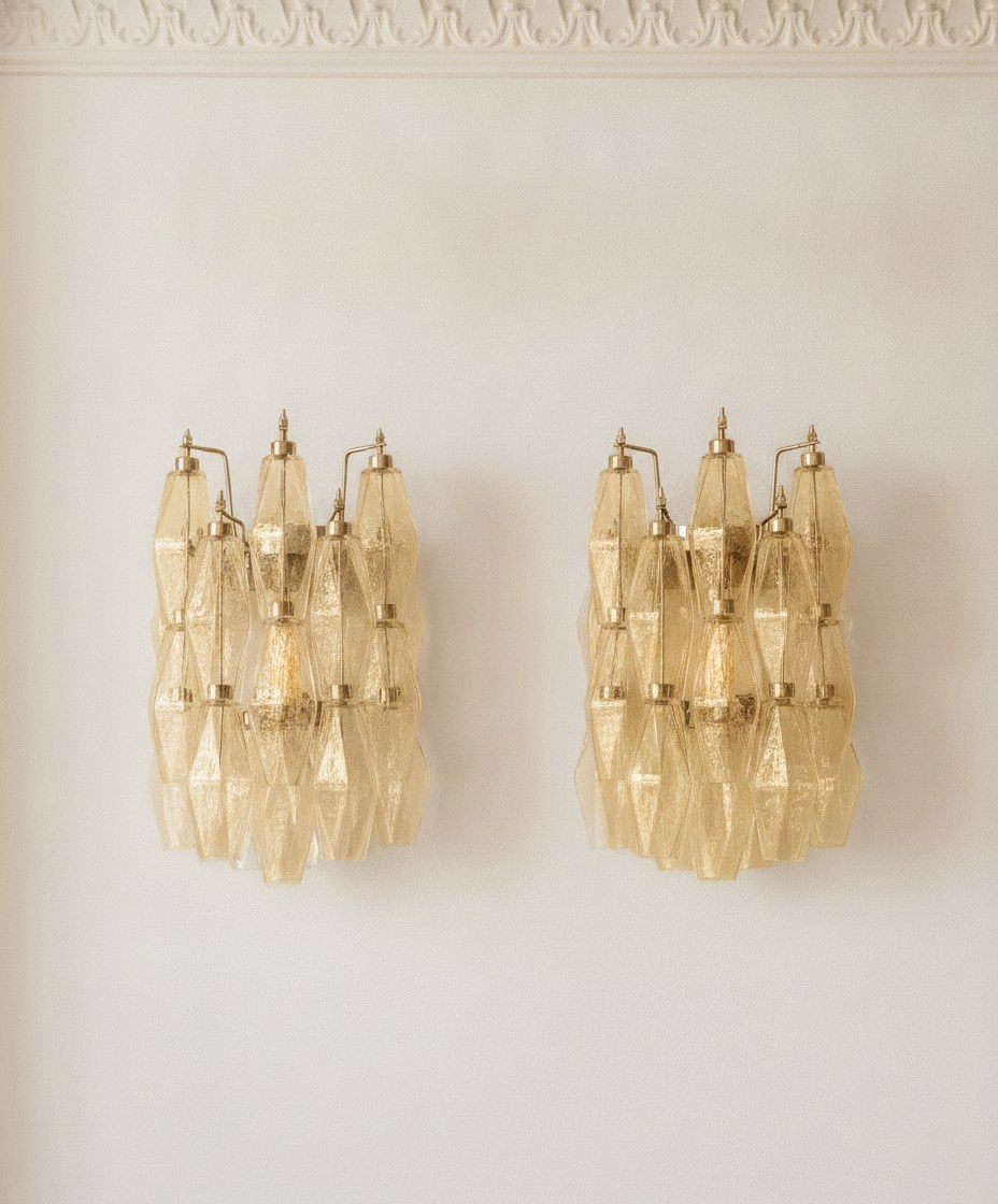 Handblown Murano Poliedri Wall Sconce – Set of 2 — Murano glass