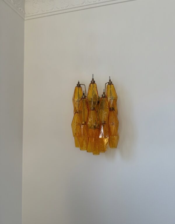 Amber Murano Poliedri Wall Sconces – Set of 2 — handblown Murano glass, made to order in Italy