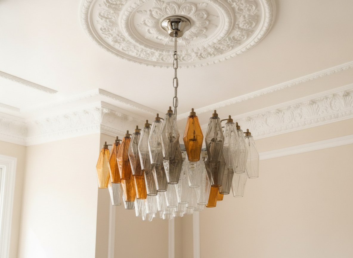 Murano Poliedri Chandelier – 56 Poliedri Glass — handblown Murano glass, made in Italy