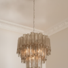 Handblown Beige Murano Tubular Chandelier – 48 Glass Prisms