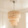 Beige Murano Tubular Chandelier – 52 Glass Prisms — handblown Murano glass, made to order in Italy