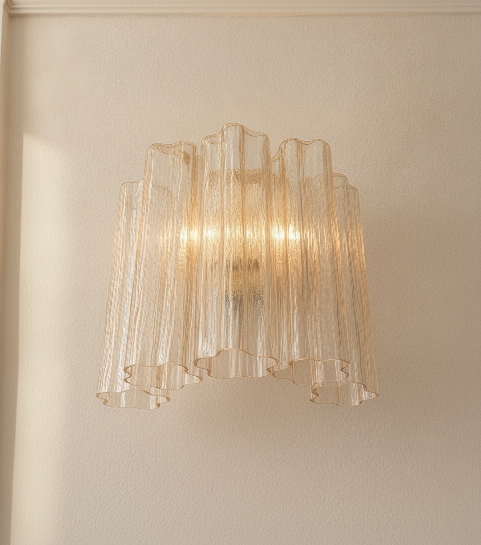 Beige Murano Tubular Wall Sconce – 5 Glass Tubes – Set of 2 — handblown Murano glass, made to order in Italy