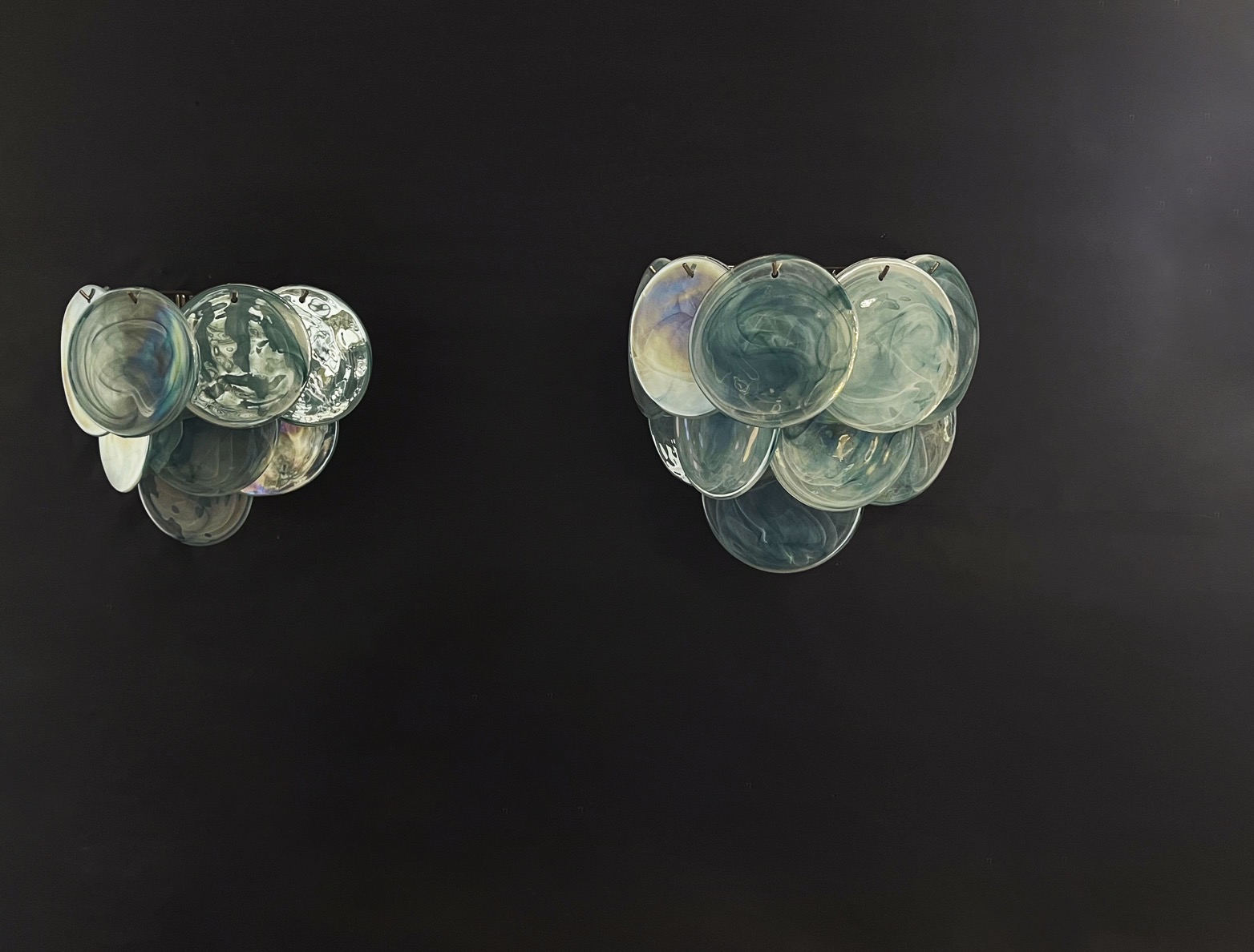 Murano Disks Wall Sconce – 6 Glass Discs – Set of 2 — handblown Murano glass, made in Italy