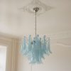 Handblown Blue Murano Petal Chandelier – 36 Glass Petals