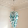 Handblown Blue Murano Petal Chandelier – 83 Glass Petals