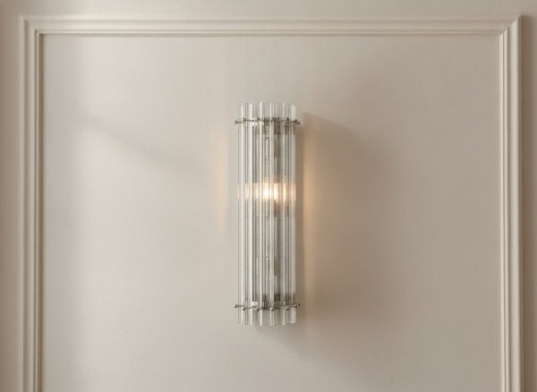 Handblown Clear Murano Triedri Column Wall Sconces – Set of 2
