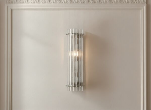 Clear Murano Triedri Column Wall Sconces – Set of 2 — handblown Murano glass, made to order in Italy