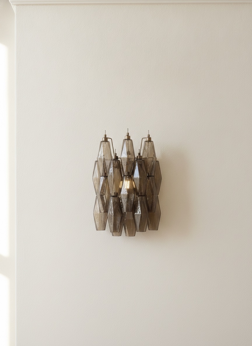 Dark Sand Murano Poliedri Wall Sconces – Set of 2 — handblown Murano glass, made to order in Italy