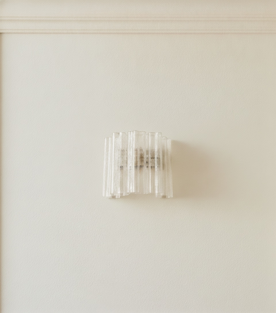 Handblown Etched Murano Tube Wall Sconces – 5 Glass Tubes – Set of 2