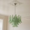 Handblown Green Murano Petal Chandelier – 36 Glass Petals