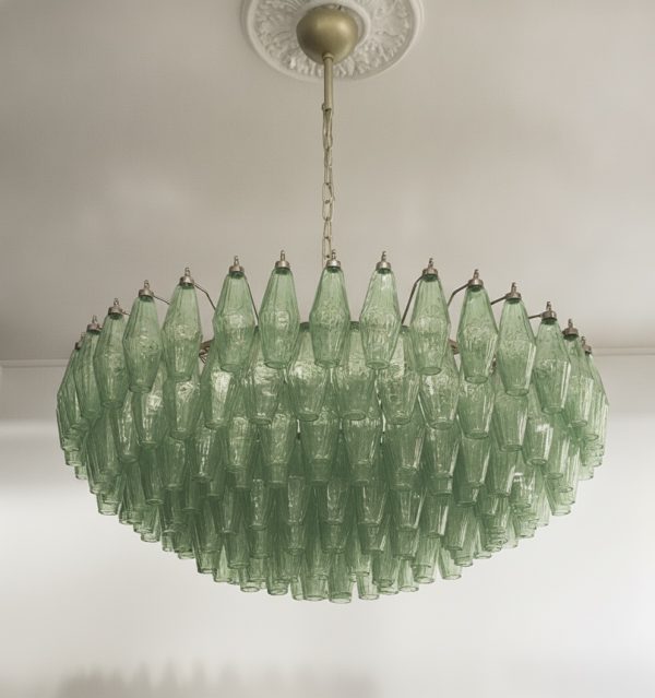 Handblown Green Murano Poliedri Chandelier – 185 Poliedri Glass
