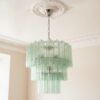 Green Murano Tubular Chandelier – 52 Glass Prisms — handblown Murano glass, made to order in Italy