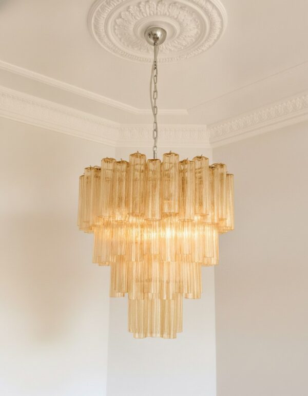 Honey Murano Tiered Chandelier – 80 Glasses - Silver — handblown Murano glass, made in Italy