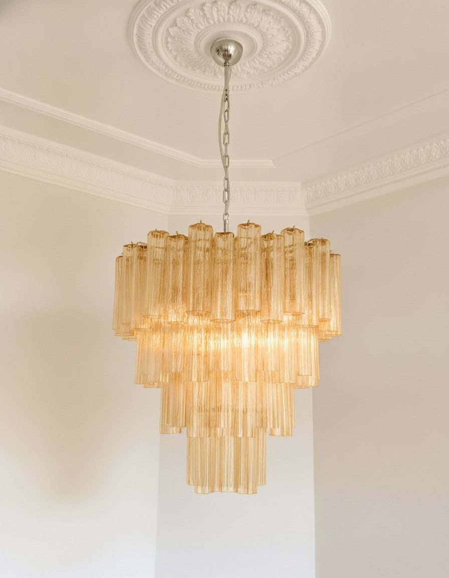 Honey Murano Tiered Chandelier – 80 Glasses - Silver — handblown Murano glass, made in Italy