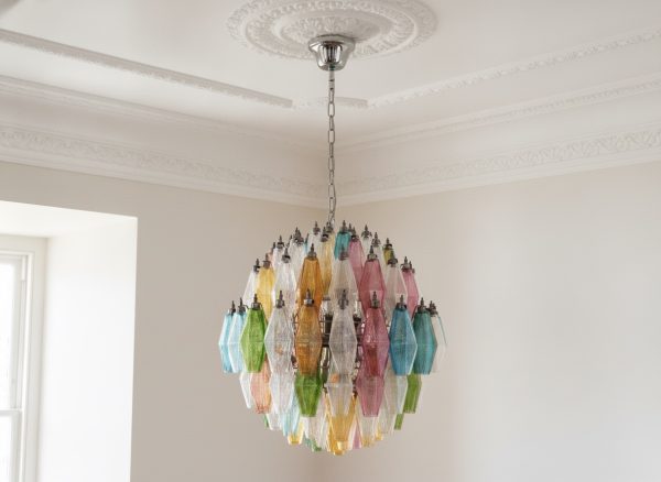 Handblown Multicolour Murano Poliedri Chandelier – 140 Poliedri Glass