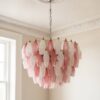 Handblown Murano Alabaster Chandelier – 111 Alabaster Glass under an ornate ceiling rose