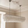 Handblown Murano Alabaster Chandelier – 138 Alabaster Glass under an ornate ceiling rose