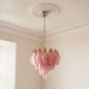Handblown Murano Alabaster Chandelier – 32 Alabaster Glass under an ornate ceiling rose