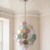 Handblown Murano Alabaster Chandelier – 87 Alabaster Glass under an ornate ceiling rose