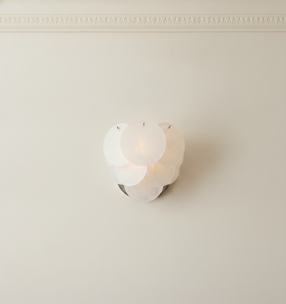 Handblown Murano Alabaster Wall Sconce – 10 Alabaster Glass – Set of 2 — single sconce on the wall