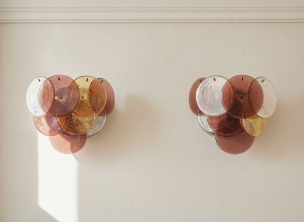 Handblown Murano Alabaster Wall Sconce – Set of 2 mounted on the wall