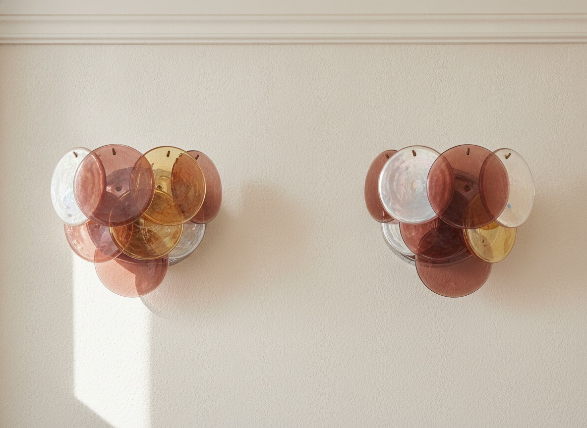 Handblown Murano Alabaster Wall Sconce – Set of 2 mounted on the wall