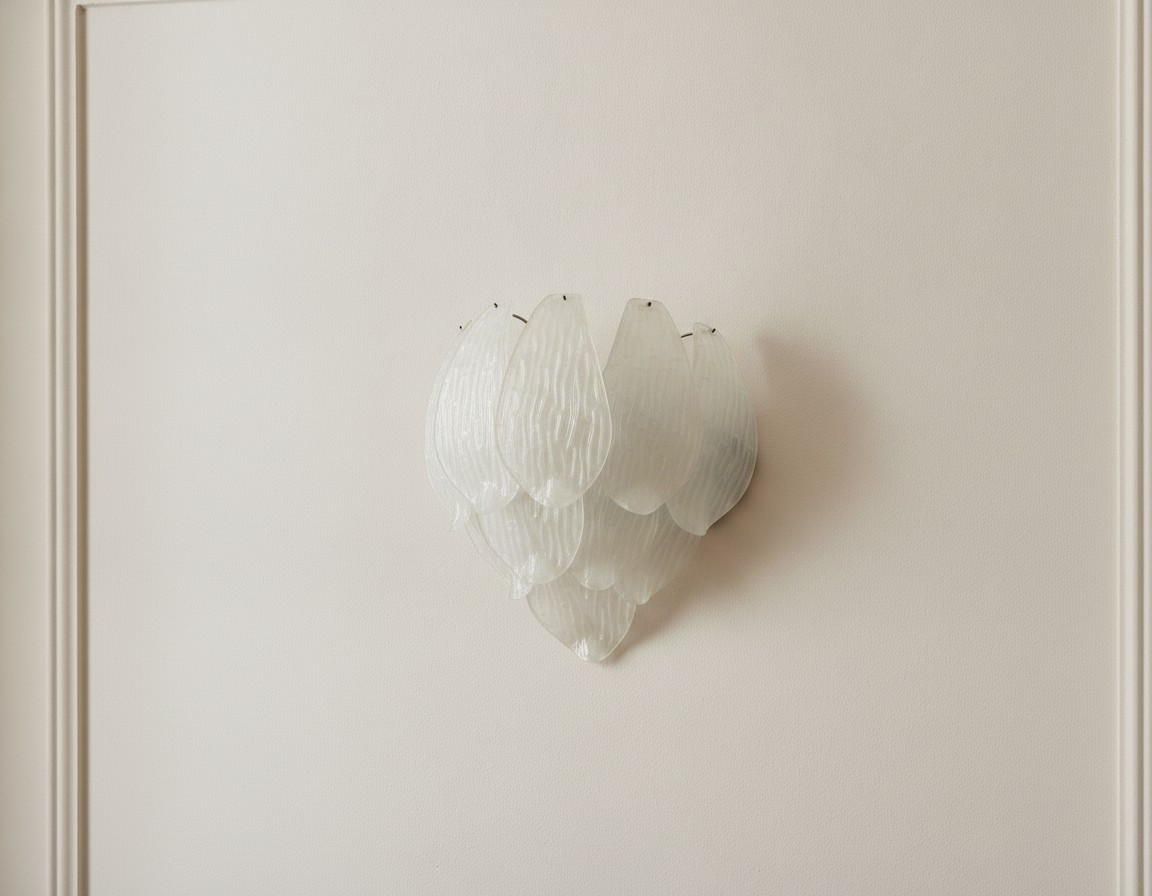 Handblown Murano Carved Wall Sconce – Set of 2 — single sconce on the wall