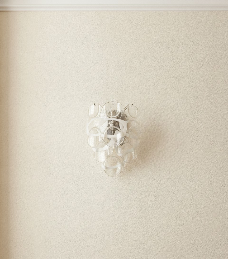 Handblown Murano Crostoli Wall Sconce – Set of 2 — single sconce on the wall
