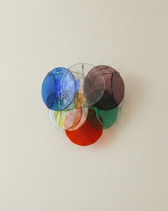 Handblown Murano Disks Wall Sconce – 10 Glass Discs – Set of 2 — single sconce on the wall