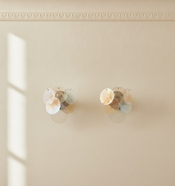 Handblown Murano Disks Wall Sconce – Set of 2 mounted on the wall