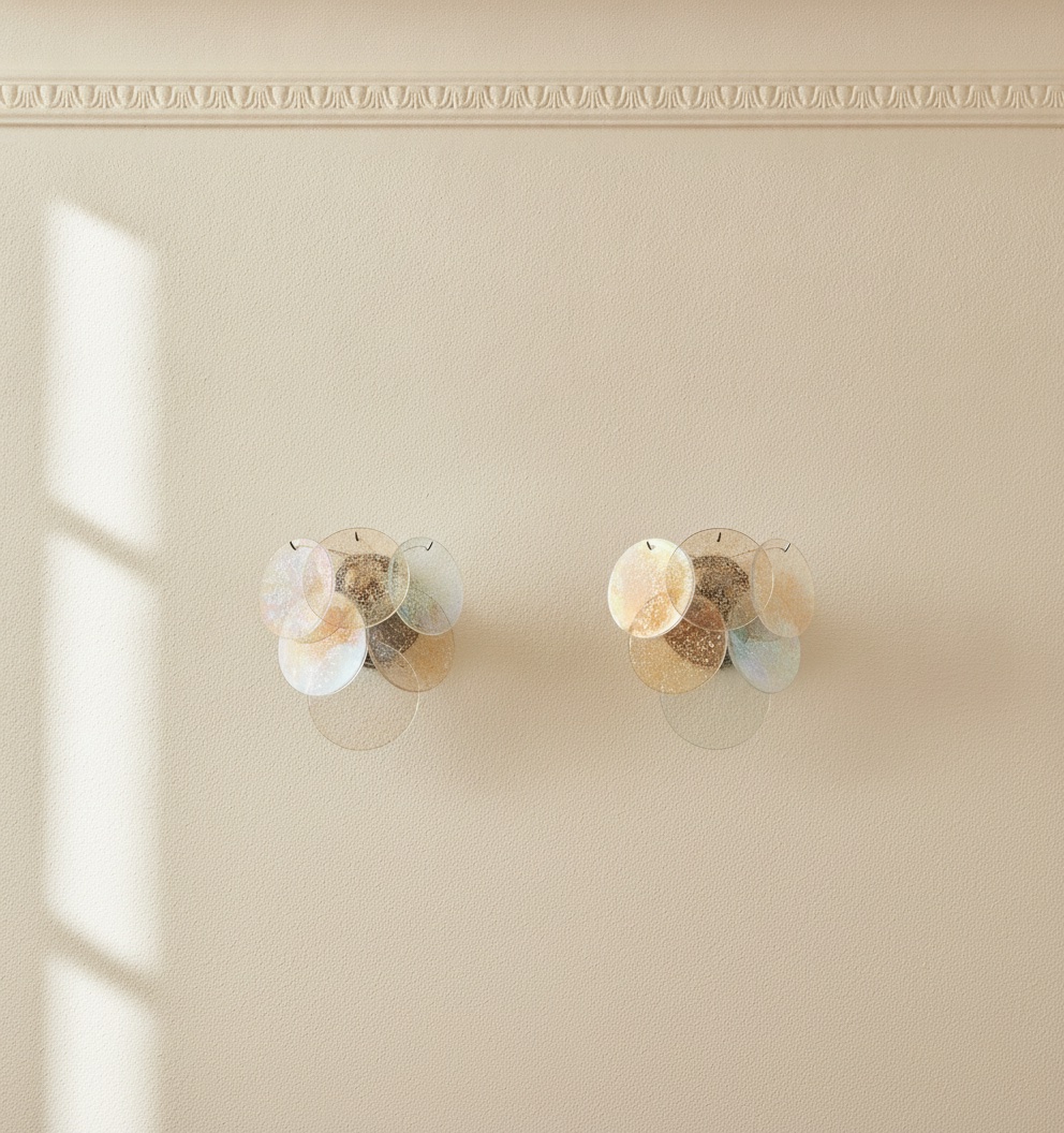 Handblown Murano Disks Wall Sconce – Set of 2 mounted on the wall