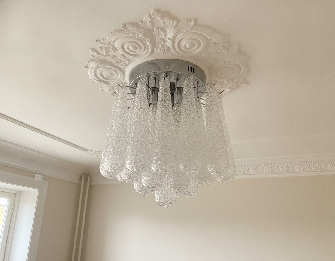 Handblown Murano Drops Chandelier – 32 Glass Drops