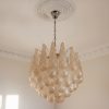 Handblown Murano Drops Chandelier – 41 Glass Drops in beige glass