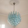 Handblown Murano Drops Chandelier – 41 Glass Drops in blue glass