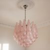 Handblown Murano Drops Chandelier – 41 Glass Drops in pink glass