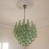Handblown Murano Drops Chandelier – 41 Glass Drops in green glass