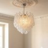 Handblown Murano Drops Chandelier – 41 Glass Drops under an ornate ceiling rose