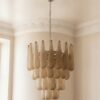 Handblown Murano Drops Chandelier – 52 Glass Drops in beige glass