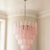 Handblown Murano Drops Chandelier – 52 Glass Drops in pink glass