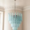 Handblown Murano Drops Chandelier – 52 Glass Drops in blue glass