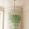 Handblown Murano Drops Chandelier – 52 Glass Drops in green glass