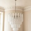 Handblown Murano Drops Chandelier – 52 Glass Drops under an ornate ceiling rose