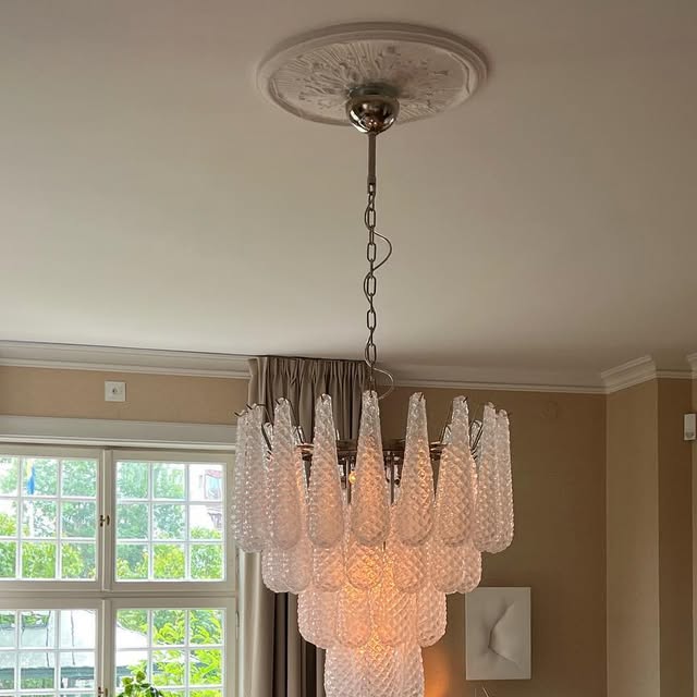Handblown Murano Drops Chandelier – 52 Glass Drops in a Swedish home — ODO Items