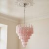 Handblown Murano Drops Chandelier – 75 Glass Drops in pink glass