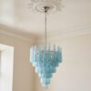 Handblown Murano Drops Chandelier – 75 Glass Drops in blue glass