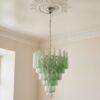 Handblown Murano Drops Chandelier – 75 Glass Drops in green glass