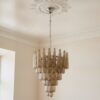 Handblown Murano Drops Chandelier – 75 Glass Drops in beige glass