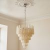 Handblown Murano Drops Chandelier – 75 Glass Drops under an ornate ceiling rose