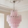Handblown Murano Drops Chandelier – 85 Glass Drops under an ornate ceiling rose